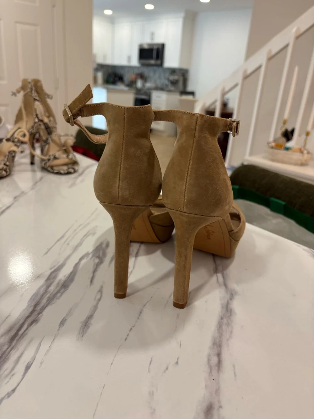Sam Edelman Taupe Suede Platform Sandal